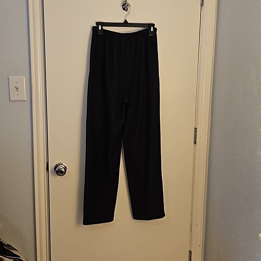 VTG BLAST 1990s Black Metallic Gold Drawstring Elastic High Waist Pants - Picture 8 of 10